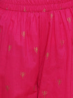Thumbnail for Girls pink Ethnic Motifs Printed Angrakha Gotta Patti Kurta With Sharara & Dupatta for Kids - Bhama - Distacart