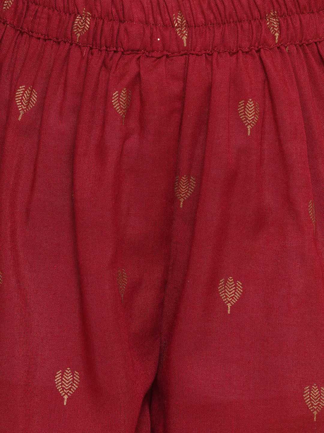 Girls Maroon Ethnic Motifs Printed Angrakha Gotta Patti Kurta Sharara & Dupatta for Kids - Bhama - Distacart