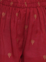 Thumbnail for Girls Maroon Ethnic Motifs Printed Angrakha Gotta Patti Kurta Sharara & Dupatta for Kids - Bhama - Distacart