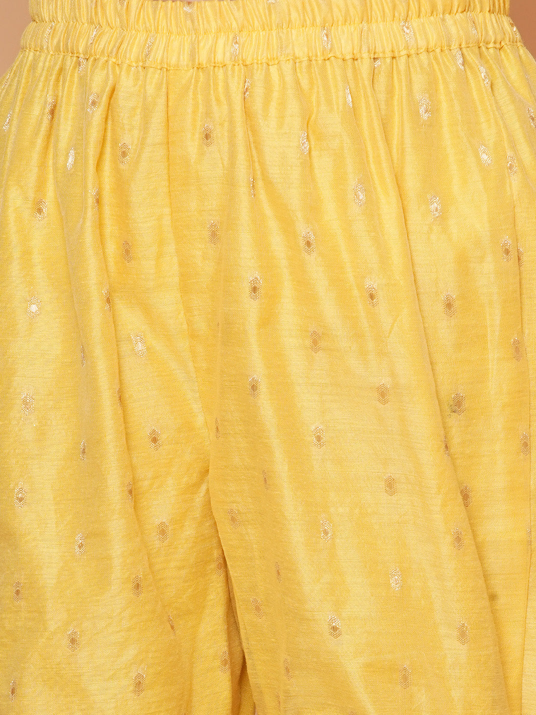 Girls Yellow self design Angrakha Gotta Patti Kurta & Sharara set With Dupatta for Kids - Bhama - Distacart