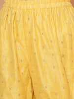 Thumbnail for Girls Yellow self design Angrakha Gotta Patti Kurta & Sharara set With Dupatta for Kids - Bhama - Distacart