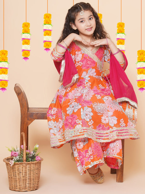 Girls Gotta Patti Angrakha Kurta & Salwar With Dupatta