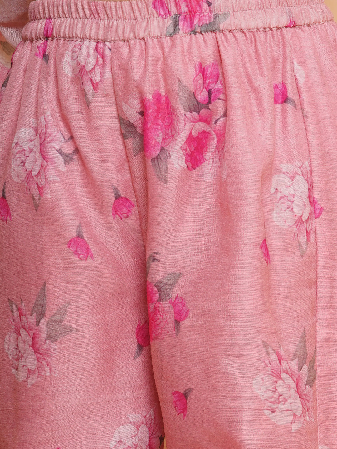 Girls Pink Printed Angrakha Kurta with Sharara - Bhama - Distacart