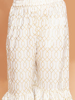 Thumbnail for Girls Pink Printed Angrakha Tier Kurta with Sharara - Bhama - Distacart