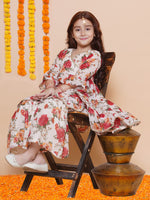 Thumbnail for Girls Off white red Printed Angrakha Kurta with Sharara for Kids - Bhama - Distacart