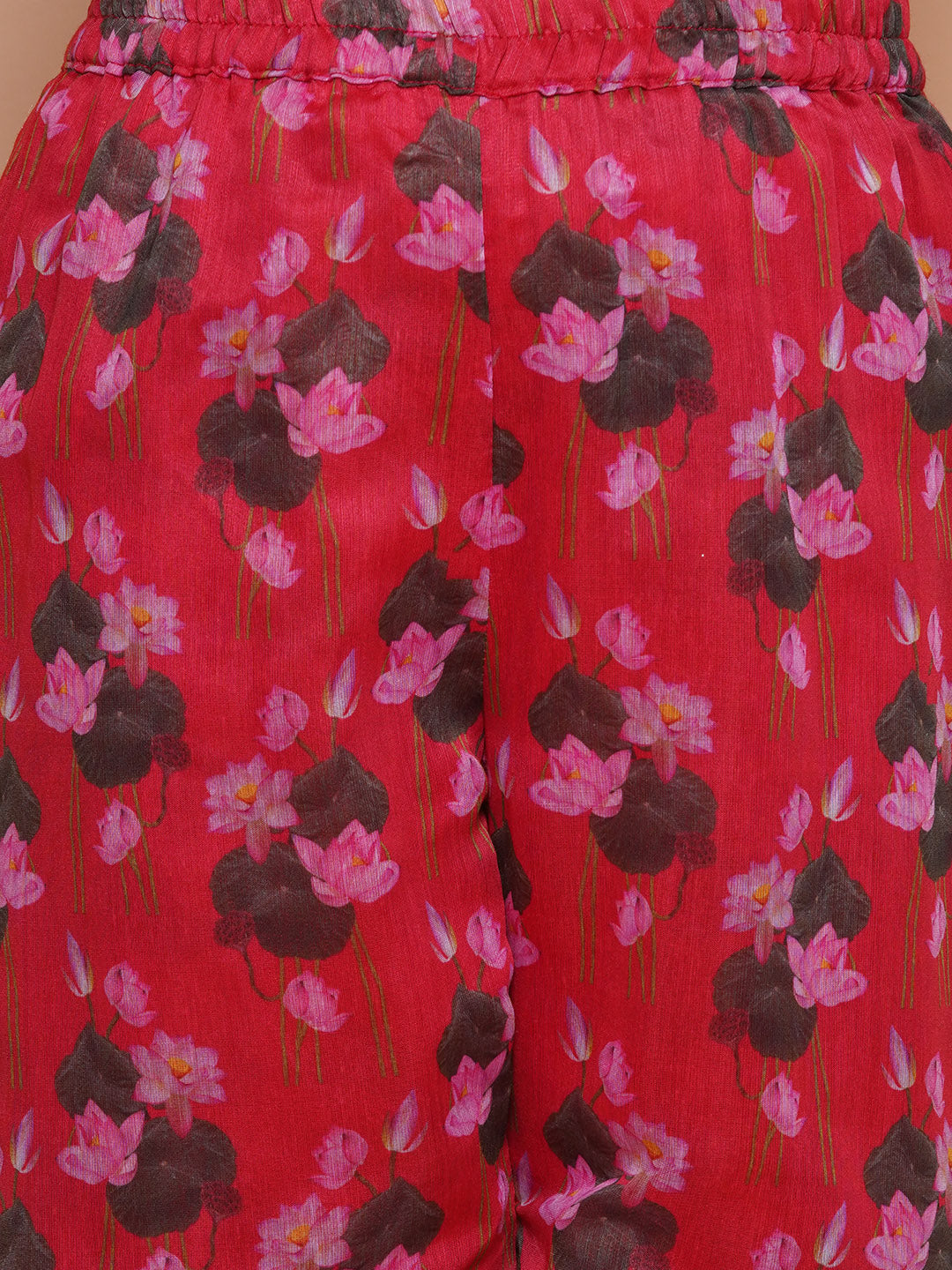 Girls Red Floral Printed Kurta With Sharara - Bhama - Distacart