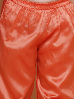 Thumbnail for Girls Peach Orange booti Angrakha Gotta Patti Kurta & Trousers set With Dupatta - Bhama - Distacart