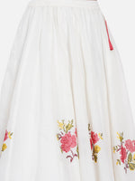 Thumbnail for Girls White & Green Embroidered Choli Ready To Wear Lehenga for Kids - Bhama - Distacart