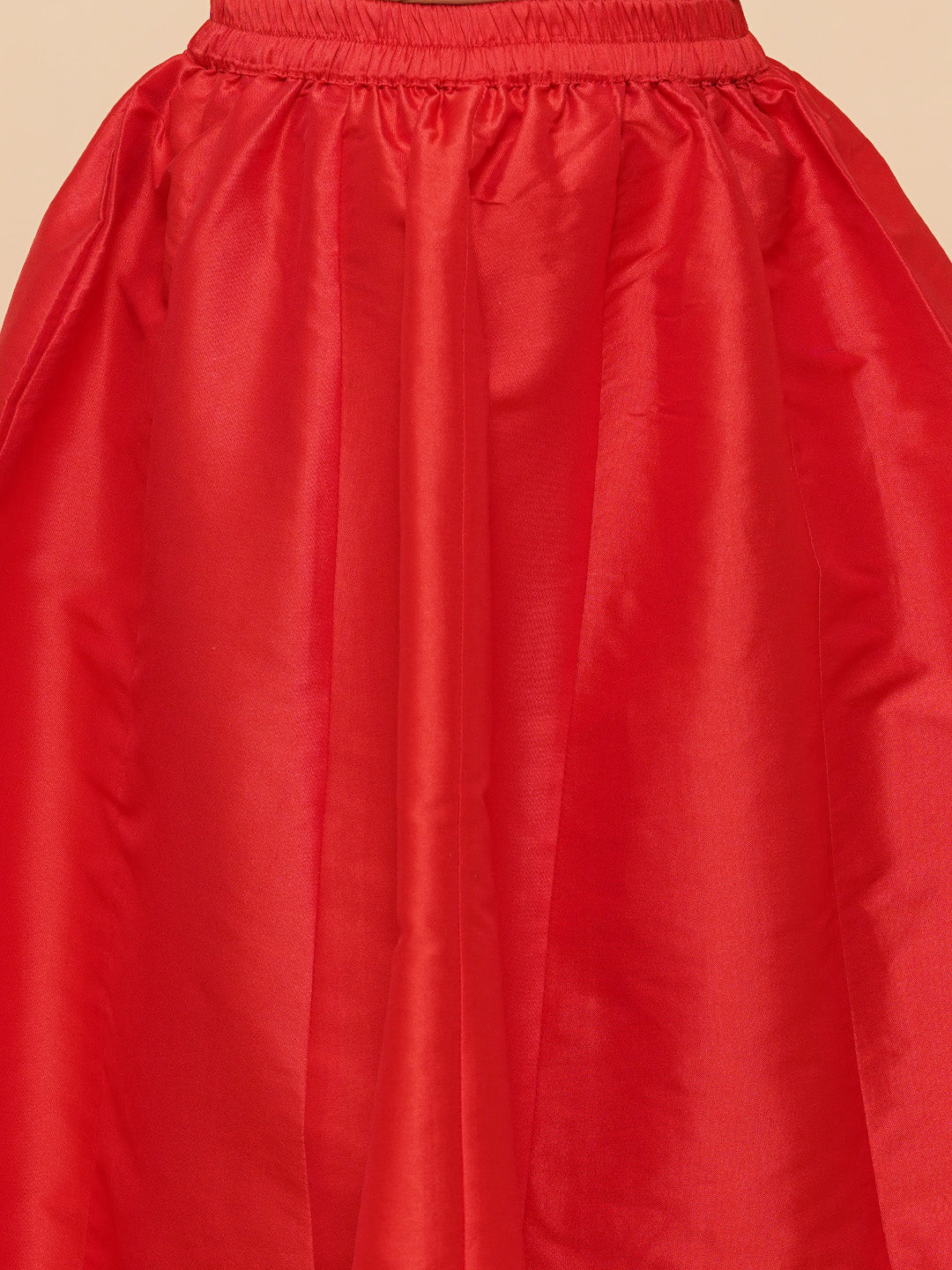 Girls Lime Green & Red Printed Foil Print Ready To Wear Lehenga & Choli for Kids - Bhama - Distacart