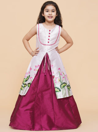 Girls Printed Ready To Wear Lehenga & Kurta for Kids - Bhama - Distacart
