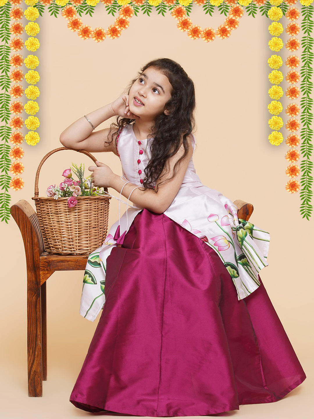 Girls Printed Ready To Wear Lehenga & Kurta for Kids - Bhama - Distacart