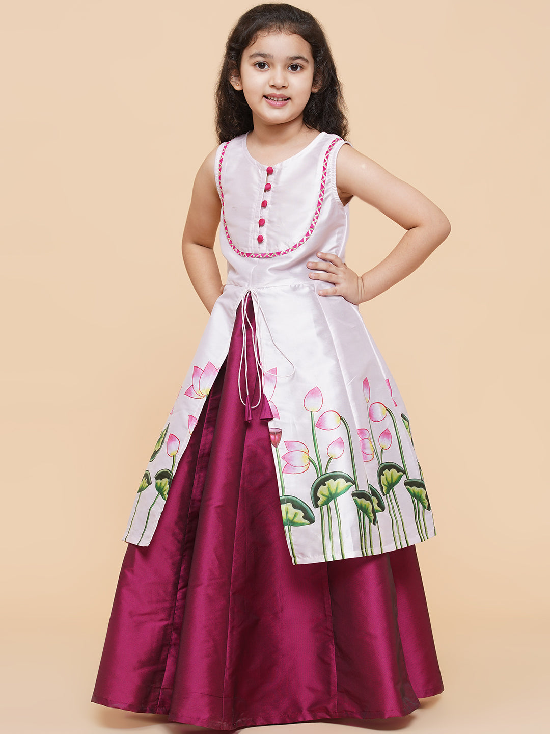 Girls Printed Ready To Wear Lehenga & Kurta for Kids - Bhama - Distacart