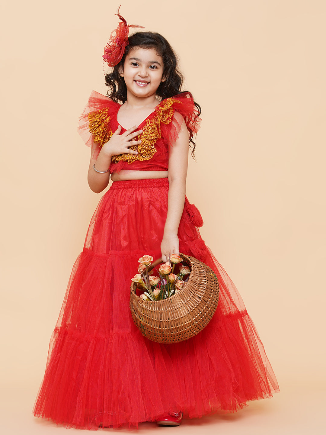 Girls Embroidered Ready to Wear Lehenga & Blouse for Kids - Bhama - Distacart
