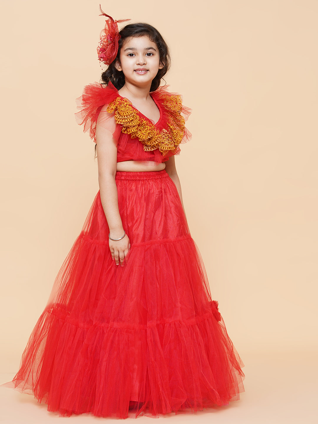 Girls Embroidered Ready to Wear Lehenga & Blouse for Kids - Bhama - Distacart