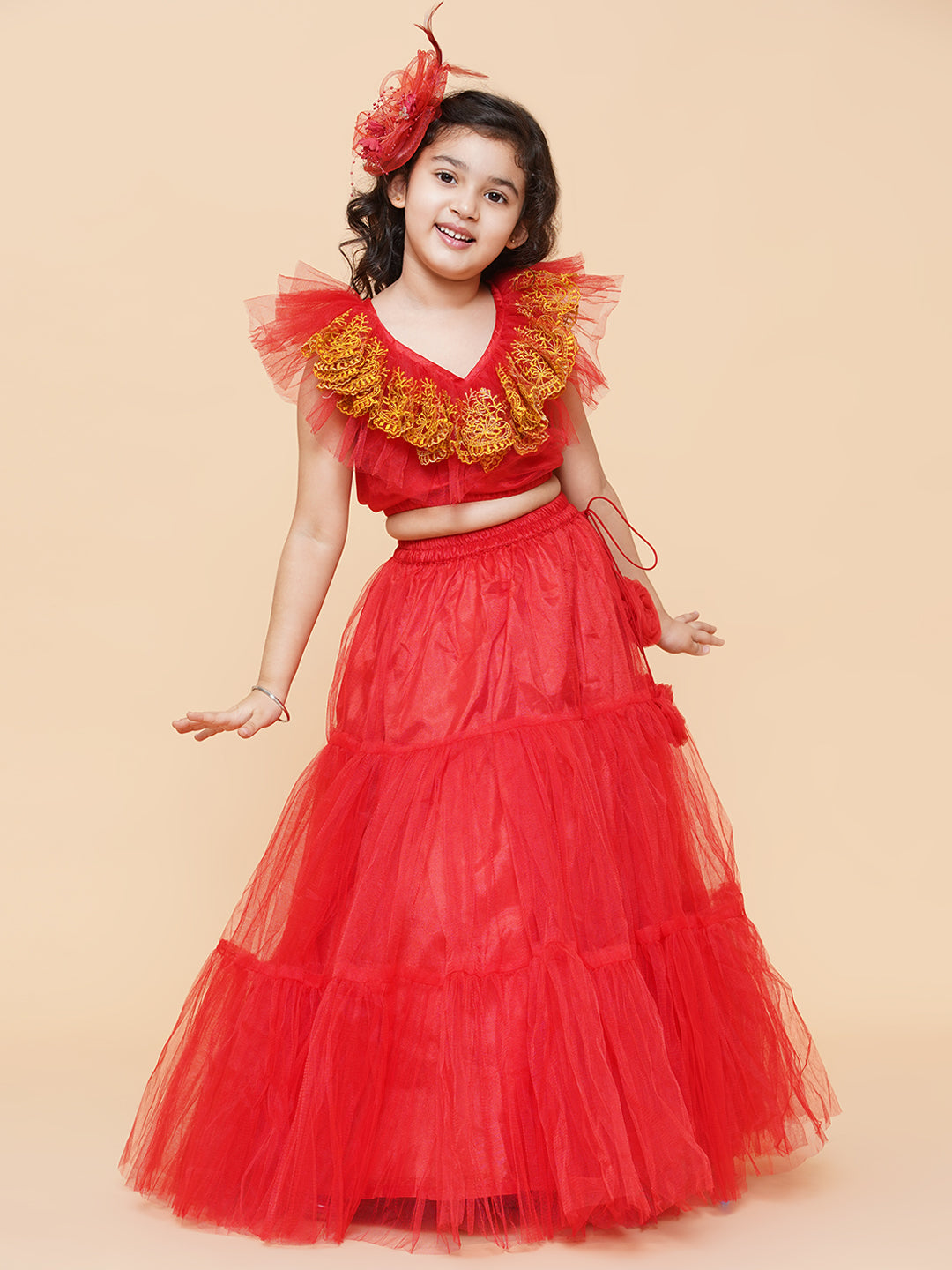 Girls Embroidered Ready to Wear Lehenga & Blouse for Kids - Bhama - Distacart