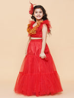 Thumbnail for Girls Embroidered Ready to Wear Lehenga & Blouse for Kids - Bhama - Distacart