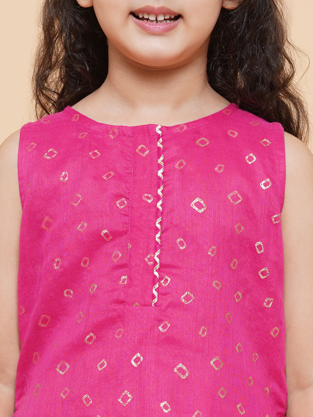 Girls Pink & Orange Printed Ready to Wear Lehenga Choli for Kids - Bhama - Distacart