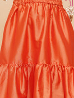 Thumbnail for Girls Pink & Orange Printed Ready to Wear Lehenga Choli for Kids - Bhama - Distacart