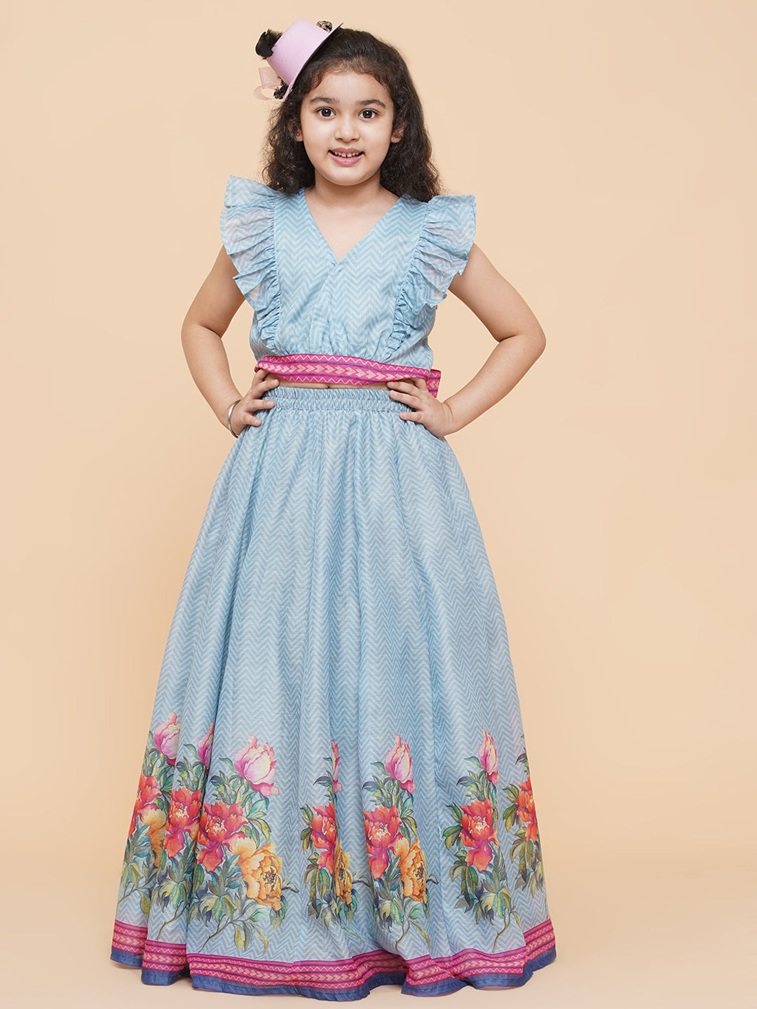 Girls Printed Ready to Wear Lehenga & Blouse for Kids - Bhama - Distacart