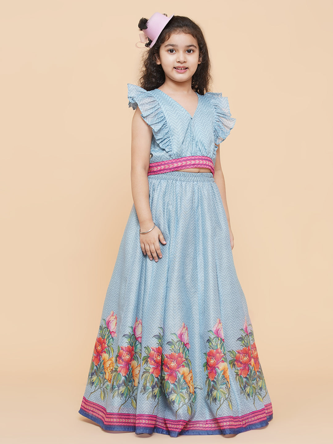 Girls Printed Ready to Wear Lehenga & Blouse for Kids - Bhama - Distacart