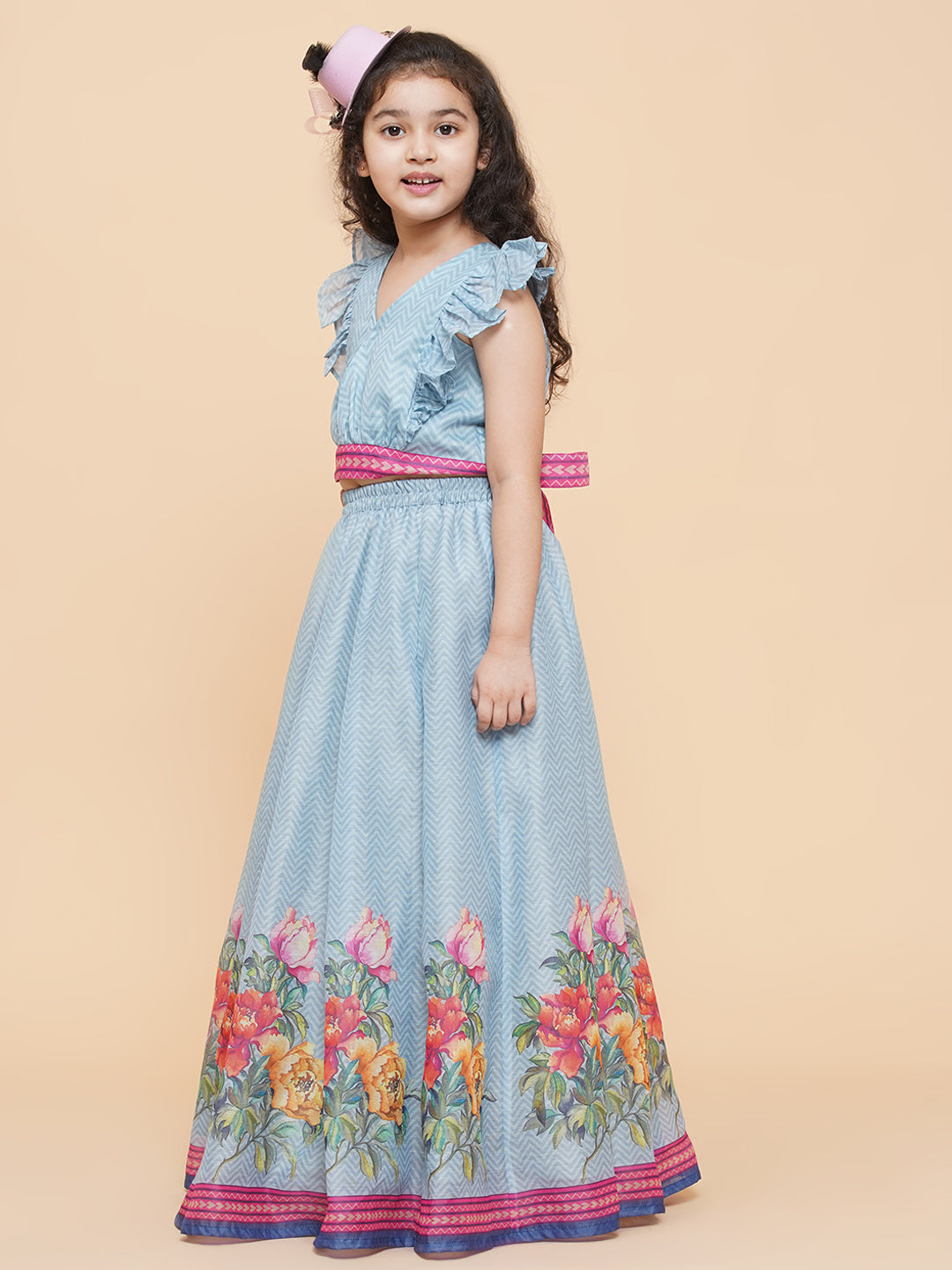Girls Printed Ready to Wear Lehenga & Blouse for Kids - Bhama - Distacart