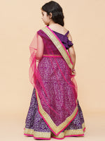 Thumbnail for Girls Purple & Magenta Ready to Wear Lehenga & Blouse With Dupatta for Kids - Bhama - Distacart