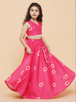 Thumbnail for Girls Pink & Off White Printed Cotton Ready to Wear Lehenga for Kids - Bhama - Distacart