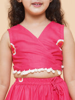 Thumbnail for Girls Pink & Off White Printed Cotton Ready to Wear Lehenga for Kids - Bhama - Distacart