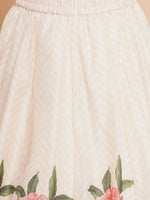 Thumbnail for Girls Beige Rose Flower Ready To Wear Lehenga With Choli for Kids - Bhama - Distacart