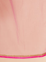 Thumbnail for Girls Peach Mirror Embroidered Lace Detailed Choli With Lehenga And Dupatta for Kids - Bhama - Distacart