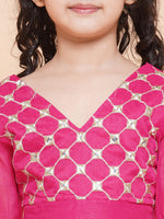 Thumbnail for Girls Embroidered Mirror Work Choli Ready To Wear Lehenga for Kids - Bhama - Distacart