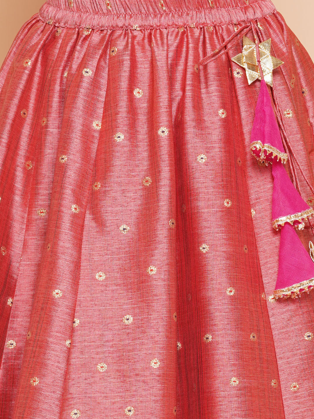 Girls Embroidered Mirror Work Choli Ready To Wear Lehenga for Kids - Bhama - Distacart