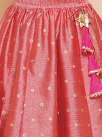 Thumbnail for Girls Embroidered Mirror Work Choli Ready To Wear Lehenga for Kids - Bhama - Distacart