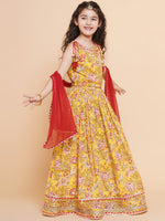 Thumbnail for Girls Printed Ready to Wear Lehenga & Blouse With Dupatta for Kids - Bhama - Distacart