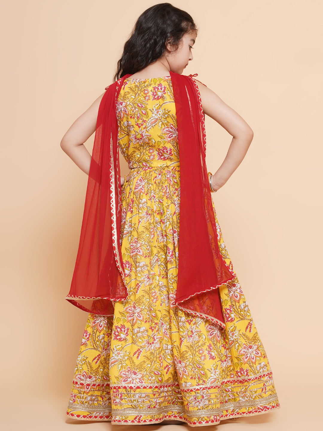 Girls Printed Ready to Wear Lehenga & Blouse With Dupatta for Kids - Bhama - Distacart