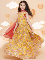 Thumbnail for Girls Printed Ready to Wear Lehenga & Blouse With Dupatta for Kids - Bhama - Distacart