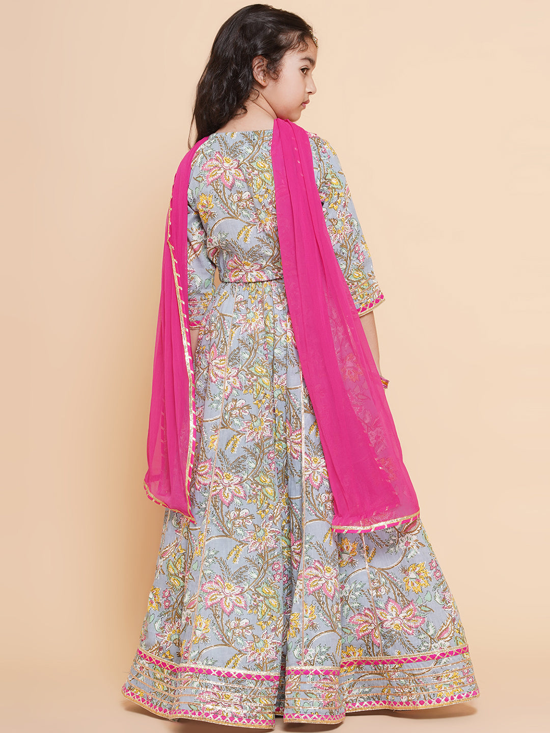 Girls Printed Ready to Wear Lehenga & Blouse With Dupatta for Kids - Bhama - Distacart