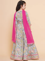 Thumbnail for Girls Printed Ready to Wear Lehenga & Blouse With Dupatta for Kids - Bhama - Distacart