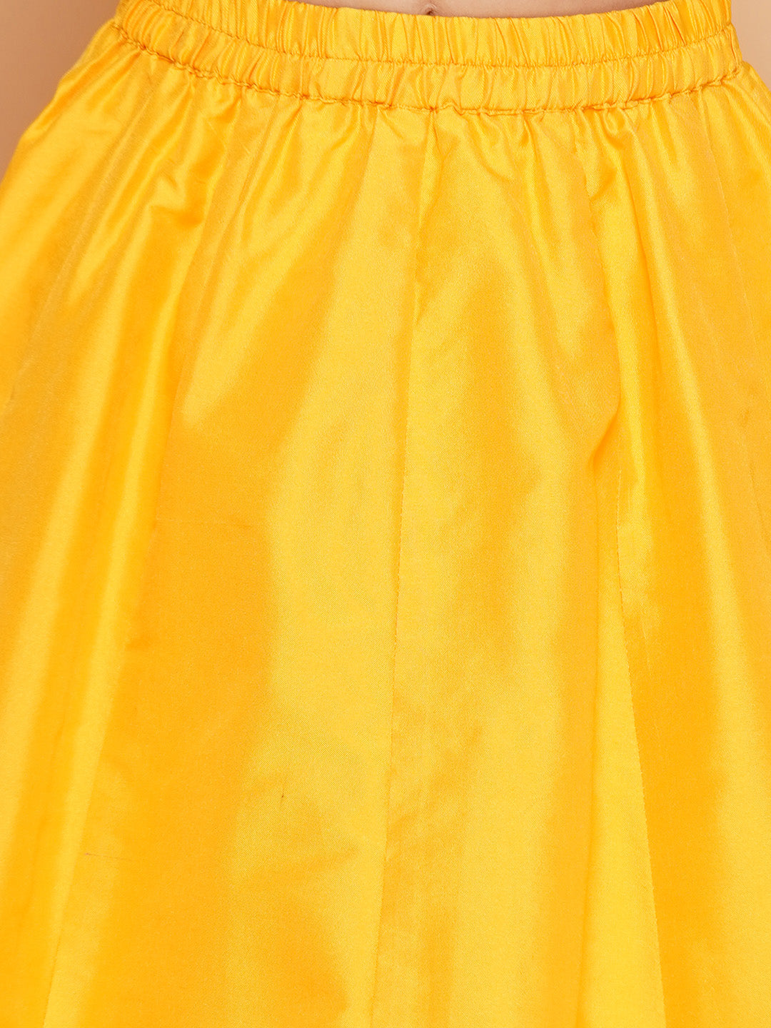 Girls Yellow Floral Print Top & Shrug With Ready to wear Skirts for Kids - Bhama - Distacart