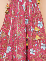 Thumbnail for Girls Blush Pink flower Print Lace Work Choli Ready to Wear Lehenga with Dupatta for Kids - Bhama - Distacart