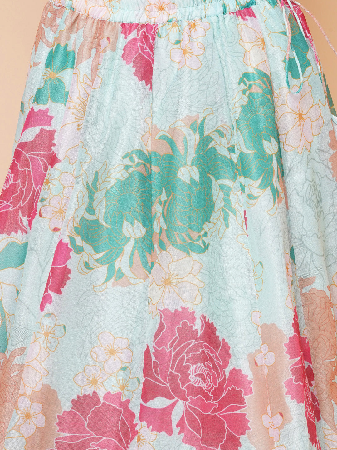 Girls Pink Green Multi printed lehenga with Pink Embroiderd Choli with Pink Dupatta for Kids - Bhama - Distacart