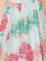 Thumbnail for Girls Pink Green Multi printed lehenga with Pink Embroiderd Choli with Pink Dupatta for Kids - Bhama - Distacart