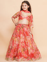 Thumbnail for Girls Floral Printed Ready to Wear Lehenga & Blouse With Dupatta - Bhama - Distacart