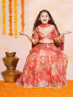 Thumbnail for Girls Floral Printed Ready to Wear Lehenga & Blouse With Dupatta - Bhama - Distacart