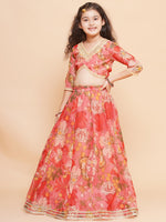 Thumbnail for Girls Floral Printed Ready to Wear Lehenga & Blouse With Dupatta - Bhama - Distacart