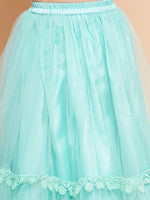 Thumbnail for Girls Sea Green Multi Floral Printed Ready to Wear Lehenga & Blouse With Shrug - Bhama - Distacart