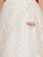 Thumbnail for Girls Off white Jacquard booti lehenga & Pink Embroidered Choli Lehenga With Dupatta - Bhama - Distacart