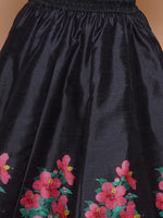 Thumbnail for Girls Black Floral Printed Ready to Wear Lehenga & Blouse - Bhama - Distacart