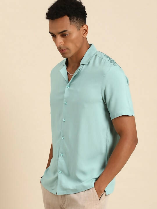 Blue Men Rayon Straight Opaque Casual Shirt - Mahotsav - Distacart