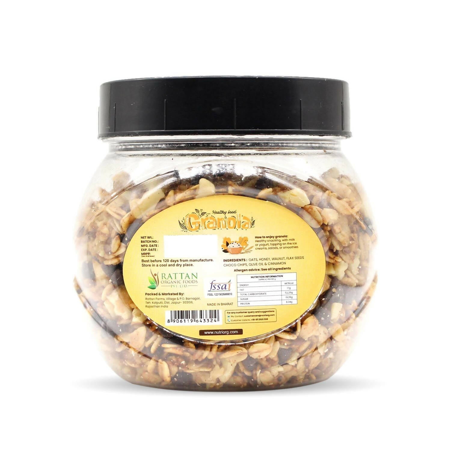 Nutriorg Crunchy Granola Walnut, Flaxseeds & Choco Chips Flavor - Distacart